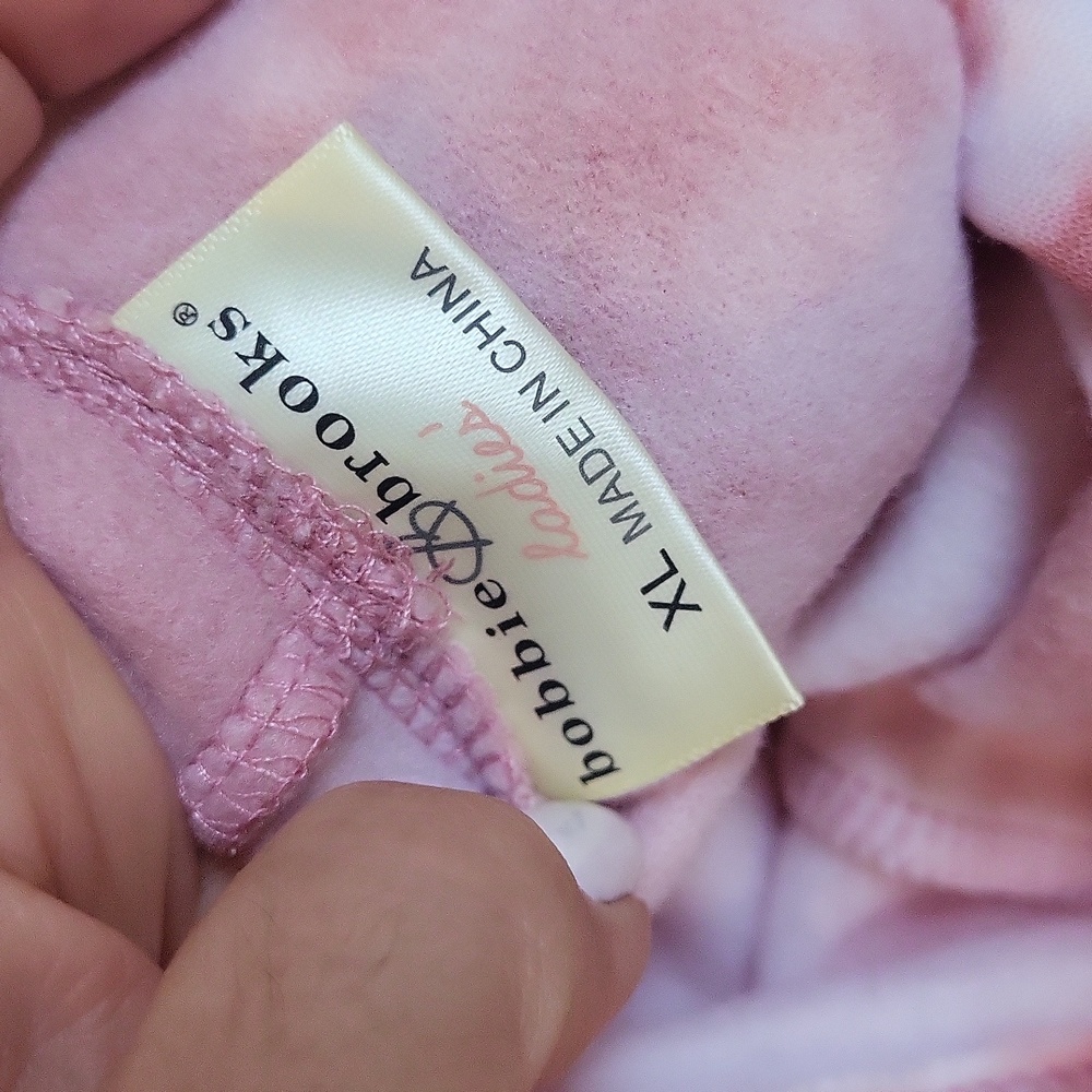 Bobbie Brooks XL Ladies Tie Dye Pink/white Sweatshirt with Hoodie Lounge - Picture 5 of 7